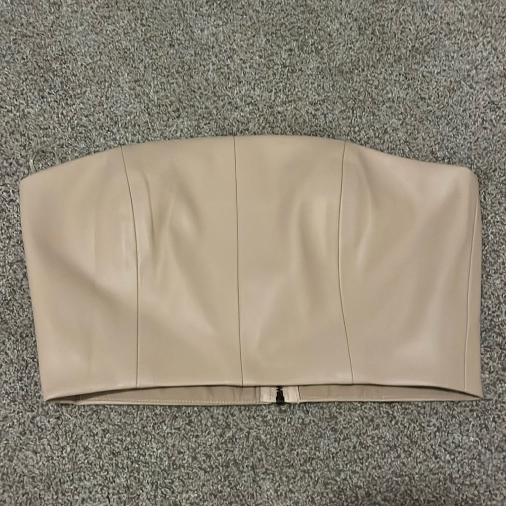Nude leather tube top